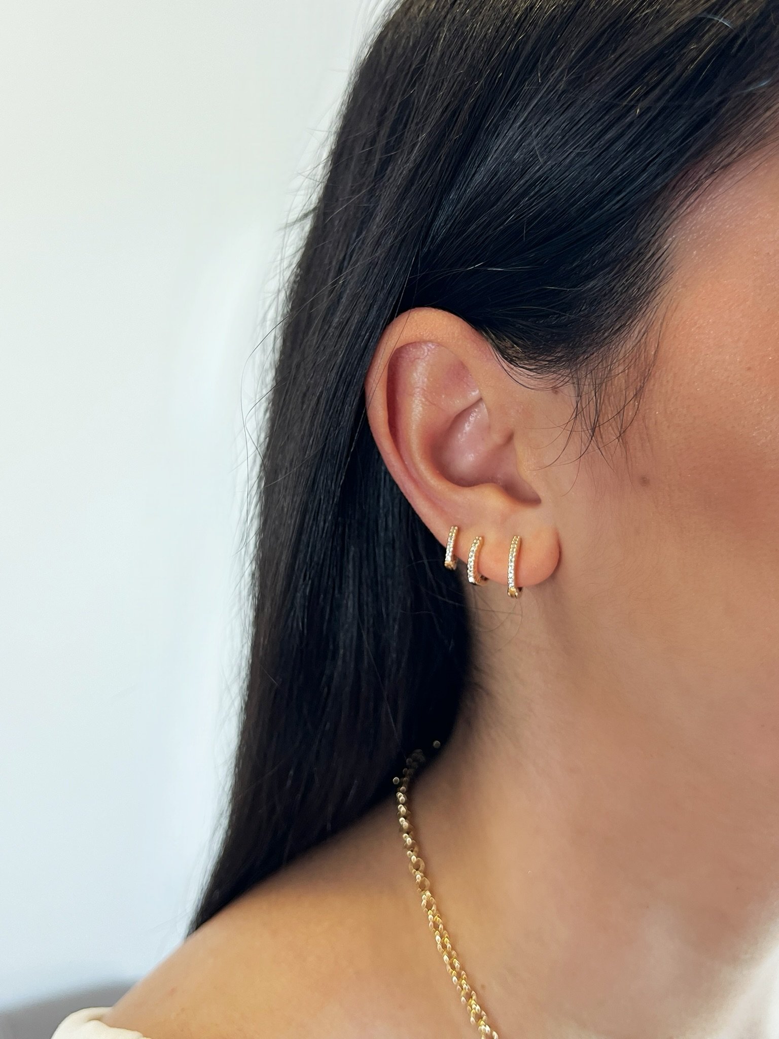 Trio de Argolinhas em Zircônias Banhado a Ouro 18k