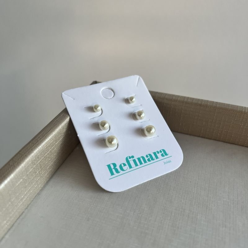 Trio de Brincos Pérolas Banhado a Ouro 18k